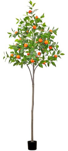 Gresorth Albero di arancio artificiale alto 1,8 m, pianta finta in vaso con tronco di plastica realistico e frutti realistici per la decorazione di casa e ufficio interni