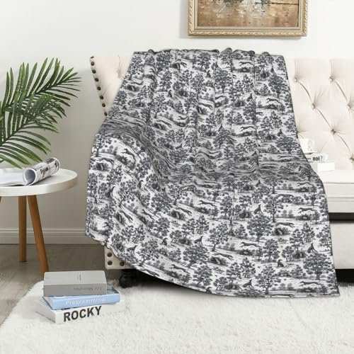 EgoMed Decke, weiche Decke, Flanelldecke für Schlafzimmer, Sofa, Bettwäsche 152 x 102 cm,Schwarzer Windhund-Toile