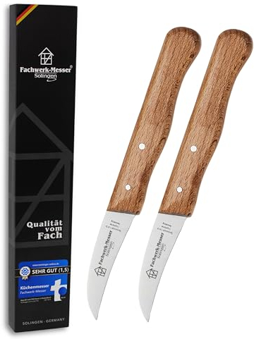 Fachwerk-Messer Kartoffel Schälmesser Set - Testsieger - Gemüsemesser Made in Solingen/Germany - Rostfrei - Zöppken - Küchenmesser mit gebogener Klinge