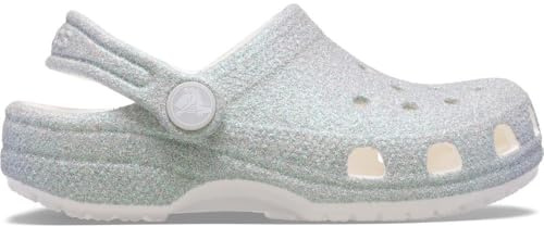 Crocs Unisex Kinder Classic Iridescent Glitter CgK Clog, White, 32/33 EU