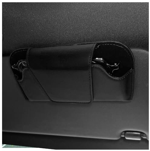 GTLM Magnetic Sunglass Holder for Car Visor,Soft Leather Glasses Case Car Sunglass Holder Clip,Universal Car Interior Accessories Visor Sunglasses Holder Clip for Car Truck SUV (Black)