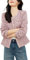 Blazer en Tweed à Double Boutonnage pour Femmes Veste d'automne décontractée à Boutons élégante sans Revers vêtements de Travail de Bureau Corset Blazer (rosé,XXL)