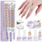 SAVILAND Kit Faux Ongle Carré Long : Capsule Nail Art avec Couverture Complète Brunes, Faux Ongles Avec Colle à Ongles Solide, Primaire, Gel Constructeur d'Ongles, Lampe U V pour Ongles
