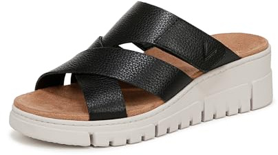 Vionic Women's Uptown Sunset Wedge Sandal, Black Veg Leather, 10 UK