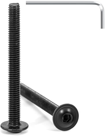 Tunejoy 20 Stück Linsenkopfschrauben mit Flansch Schwarz M4 x 40 mm Linsenkopfschraube Innensechskant Edelstahl A2 V2A Flanschschrauben Vollgewinde mit Inbusschlüssel