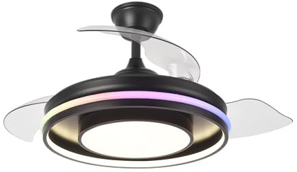 FABRILAMP Ventilador Dc Pitufo 59w Nero/madera 3asp107d 6980lm Rgb +3000-4500-6500k Reg.intensidad+remoto+memo+temporiz