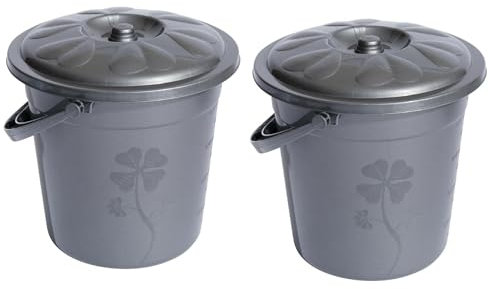 Best House | Plastic Bucket with Lid Handle | 10 Litres | GREY | 2 Pcs | Household Bucket | Storage Buckets Bin Container, Multipurpose Use for Home, Garden and Workshops (Pack of 2)