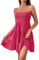 Robe de Plage Femme Bretelles Fines,2025 Robe Femme Ete Fluide Pas Cher Robes Court Baggy Decontractée Dos Nu Plissee sans Manches Légère Basic Rose Vif, L