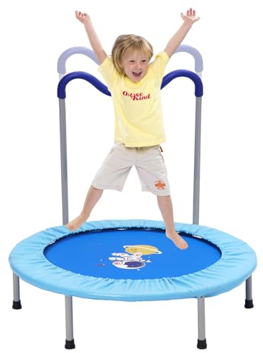 Trampoline Pliable de Fitness D'intérieur Pour Enfants, Adapté Aux Enfants de 3 ans,Idéal Pour le Fitness en Intérieur,en Extérieur et Dans le Jardin.Sa Capacité de Charge Maximale est de 120kg (Bleu)