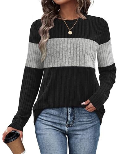 WIHOLL Jumpers for Women UK Casual Long Sleeve Tops Fall Fashion Lightweight Sweatshirts