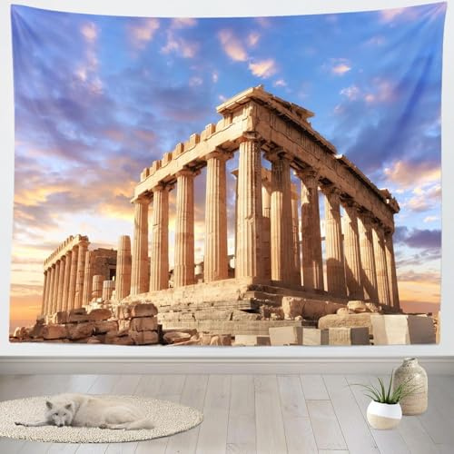 Generisch Wandteppich Antikes Griechenland Wandtuch Antike Architektur, Wandteppiche 200x200 cm Tapisserie Wandbehang Stoff Wanddeko für Wohnzimmer Schlafzimmer Wohnheim A-5451
