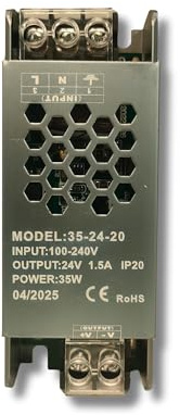 Grumatel Driver Transformador de 230v a 24v 35w Fuente de Alimentación para Iluminación Tira LED Y Aparatos Electrónicos, de Interior IP20, Diseño Ultrafino (35.0, Vatios)