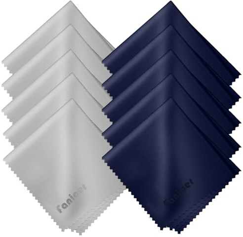 10 Stück Brillenputztücher, 15 x 18cm Mikrofaser Reinigungstuch, Streifenfrei Reinigungstücher, Hochwertig Brillenputztuch, für Brillen, Bildschirme, Tablet,(Marine+Grau)