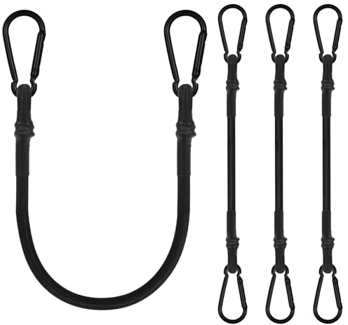 Adios Corde Elastiche, 4 Corde Elastiche con Gancio, Cavi Elastici di Fissaggio per Trasporto in Gomma Elastica per Valigie, Ganci Cinghia Elastica per Tendalini, Teloni, Campeggio, Bagagli (60cm)