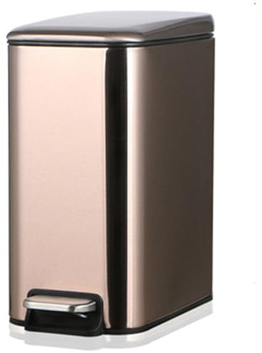 CZDANG Poubelle de Cuisine rectangulaire Double en Acier Inoxydable avec Couvercle, Fermeture Douce et pédale étroite for Salle de Bain, Chambre et Bureau(Or Rose,7L)