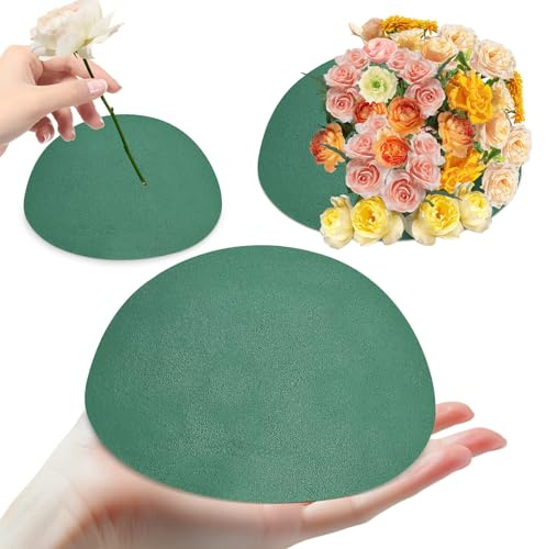 ULDIGI Nass Steckschaum Blumen Halbkugel Grün 2 Stück für Gestecke | Schaumstoff für Blumenarrangements, Halbkugel Form, Kunstharz, Wasserabsorbierend, Leicht Zuschneidbar