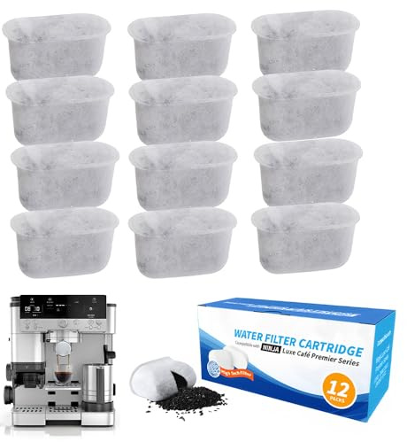 XEERUN 12 Pack Water Filter Inserts for Ninja Luxe Cafe Accessories, Activated Charcoal Water Filters for Ninja Coffee Machine, Coffee Filter Replacement Non Woven Carbon Kit, for Coffees Makers