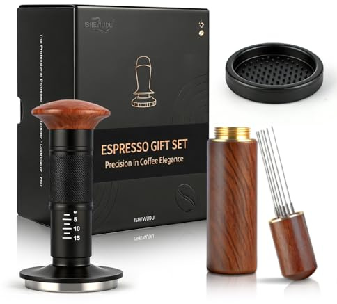 ISHEWUDU Espresso Coffee Tamper 54mm with 4-Spring Constant Pressure System, Self-Leveling Base, 30lb Calibrated Force, Precise Flat Tamping for Stable Extraction