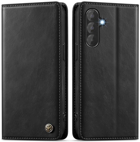 GUCASBE Handyhülle für Samsung Galaxy A17 Hülle Premium PU Lederhülle | 3 Kartenfächer+Geldscheinfach, Ständer, Wallet Flip Case, RFID Blockierung, Stoßfest Klapphülle für Galaxy A17, Schwarz