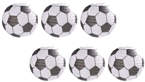 SOPOTUTU 6 Stück Fußball Deko Laternen Faltbare Papier Hängelaternen 20cm Bastelset für Kindergeburtstag und Fußballpartys