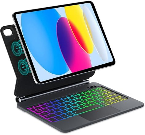 Magic Keyboard für iPad A16 11/10 Generation 11 Zoll 2025/10,9 Zoll 2022, mit Multi-Touch-Touchpad und Halterung zum Aufhängen, französische AZERTY-Tastatur, schwarz mit Hintergrundbeleuchtung