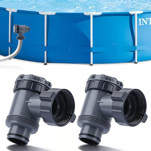 BORDEAG 2 Pièces Valve à Piston de Rechange, 38mm Vanne D'arrêt Piscine, Robinet Piscine, Valve à Piston pour Tuyau de 38mm für Remplacement et Installation Entretien Piscine, Plastique, Gris