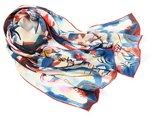 Prettystern Damen langer bunt Schal aus 100% Seide 160cm Kunst Expressionismus Seidenschal Kandinsky - Komposition Vi P807