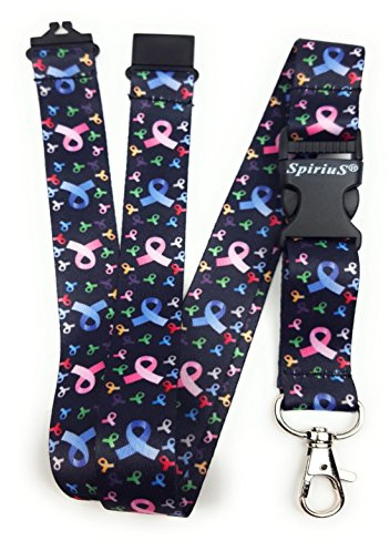 SpiriuS Lanyard neck strap for id card badge holder detachable with metal clip 2.5 cm x 50 cm original design (cancer logo)