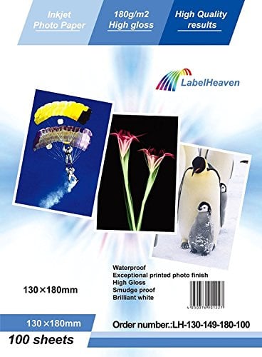 LabelOcean – Fotopapier, 13 x 18 cm (130 x 180 mm), Premiumqualität, hochglänzend, 180 g, 100 Blatt