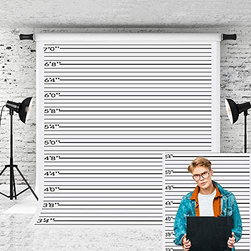 Little Lucky 5x7ft Police lineup Photography Backdrop Black line Mugshot Decor Photo Background for Photographer Bachelorette Party Children Game Prop Backdrops Shoot Studio