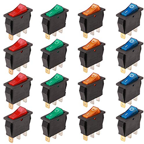 RUNCCI-YUN 16 pezzi Lnterruttore Mini Barca AC 16A / 250V 30A / 125V ON-OFF 2 posizione 3 Pin SPST Interruttore a Bilanciere per Auto, Barca, Elettrodomestici