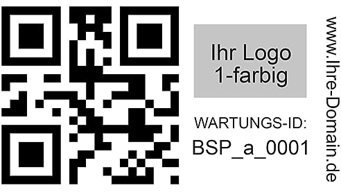 1000 Stück – QR-Code Etiketten fortlaufende Nummer Barcode Wartungsaufkleber inkl. Ihrem einfarbigen Logo | Made in Germany