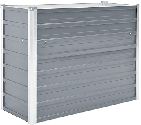 vidaXL Fioriera in acciaio zincato da giardino, 100 x 40 x 77 cm, colore: grigio