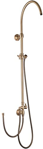 PaulGurkes Aufputz Duschsystem Bronze Nostalgie Messing ohne Kopfbrause und Handbrause, Wandmontage, 2-Wege-Umsteller, Serie CLASSIC