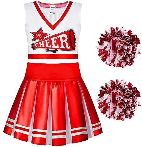 Spooktacular Creations Cheerleader Kostüm für Mädchen, Schulkind Cheer Kostüm Outfit, Halloween Kostüm, Karneval Kostüm, M (7-9 Jahre).