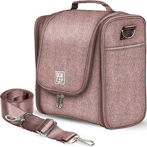 BOACAY Extra Große Kulturbeutel für Damen, Herren, Kinder, Kulturtasche mit Henkel, Reise Kosmetiktasche zum Aufhängen, Schminktasche, Waschtasche (X-Large) Coffee with Milk Brown