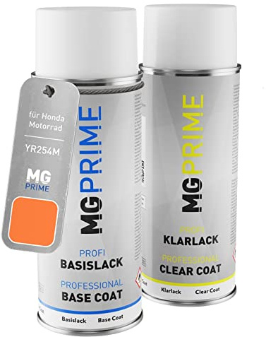 MG PRIME Bombe aérosol pour Honda Motorcycles YR254M Bombay Orange Mica +1K | Peinture moto, Kit peinture de base + vernis, bombes aérosols 400ml