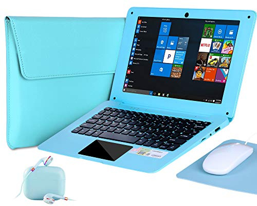 G-Anica® 10.1 Inch Windows 10 Laptop Quad Core Notebook Slim and Lightweight Mini Netbook Computer with Netflix Youtube Bluetooth Wifi Webcam HDMI, and Laptop Bag,Mouse, Mouse Pad, Headphone (Green)