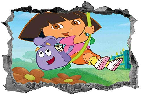 Stickers murauxDora l'exploratrice, enfants, autocollant, décalcomanie, chambre à coucher, 3D, art mural, peinture murale