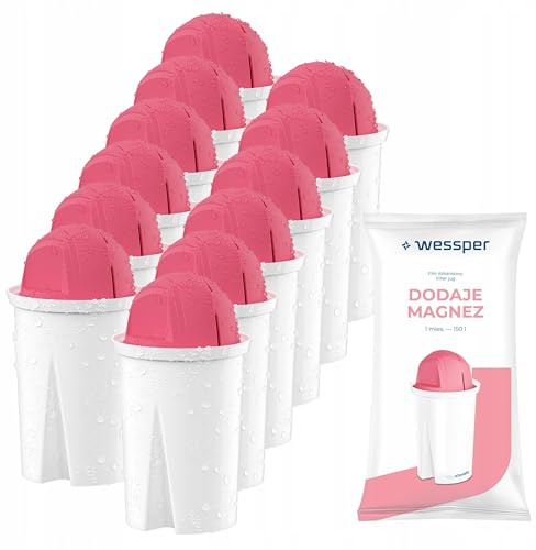 Wessper Magnesium Wasserfilter Kartuchen 12er Pack Kompatibel mit BRITA Maxtra+ Filter, Maxtra Plus (inkl. 2X Adapter für Neue Brita-Kannen)