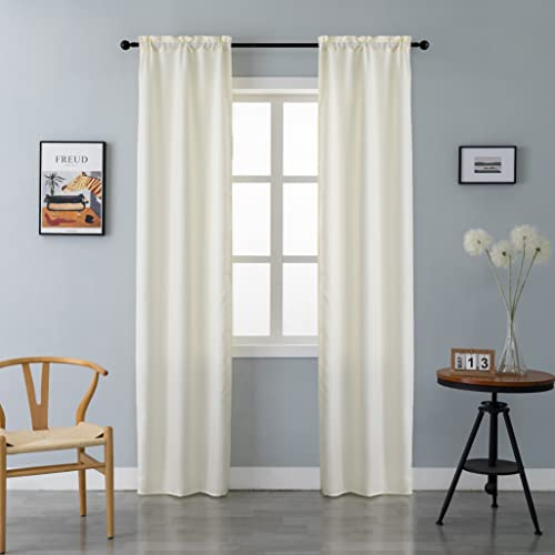 GIRASOLE HOME® Coppia Tende Semi Oscuranti Tinta Unita Tenda per Soggiorno e Camera 2 Pannelli con Tasca (Crema, 70x235cm)