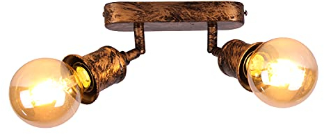 TWSXTE Decken Wandleuchte, Bar Spot im Retro Design, 2 ausrichtbare und drehbare Scheinwerfer, Vintage Deckenleuchte, E27 Fassungen, max. 60 W, (ohne Glühbirne