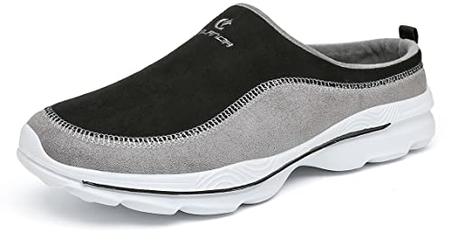 CELANDA Zoccoli e Sabot Donna Uomo Inverno Caldo Pantofole Comode Antiscivolo Home Scarpe Leggero Scarpe Sportive all'aperto,Colore:Nero Grigio,42 EU