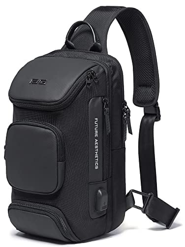 BANGE Sling Bag, Wasserdichte Herren Brusttasche Schultertaschen Crossbody Sling Rucksack für Herren, Sling Rucksäcke (Schwarz)