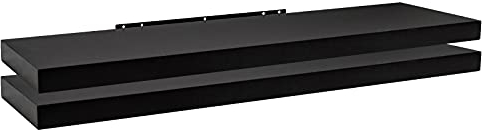 WOLTU 2X Wandregal Wandboard Bücherregal Regale für Deko Wandablagen aus MDF Holz, 2er Set Hängeregal Schwarz, 90x23x3,8cm RG9370sz-2