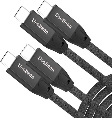 UseBean USB C to USB C Cable 100W 0.5M(2 Pack), USB C 3.2 Gen 2X2 20Gbps Data Transfer 4K@60Hz Video Display Type-C PD Charger Cord, for iPhone 15 Pro Max, MacBook Pro, iPad Pro, Galaxy S24/S23