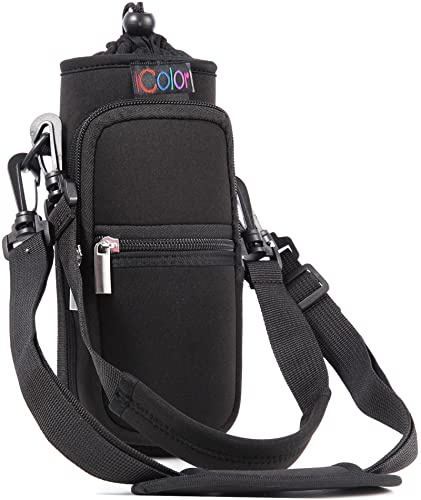 icolor Water Bottle Carrier Bag Holder 25/32/40/64oz,Adjustable Padded Shoulder & Handle Strap Sports Sling Hiking Pack,Insulated Neoprene Wide Mouth Bottle Sleeve