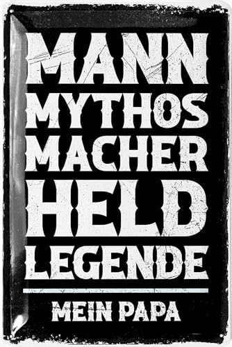 LANOLU Retro Blechschild Papa Geschenk - MANN MYTHOS HELD mein PAPA - Geschenke für Papa - Bester Papa Schild - Werkstatt Schild zum Geburtstag, Vatertag oder Weihnachten, 20x30 cm