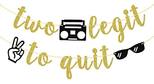 Two Legit To Quit Banner, zweiter Geburtstag, Hip-Hop-Party-Dekorationen, 2. Geburtstagsparty-Dekoration