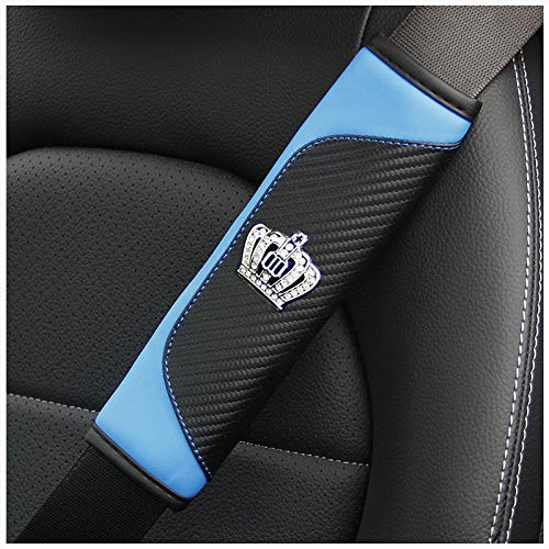 2 Stücke Bling Bling Auto Schulterpolster,PU Leder Kristall Strass Glitzer Autositz Gurtpolster Sicherheitsgurt Schulterpolster Gurtschoner Schulterkissen Auto Dekor Zubehör für Frauen,Schwarz Blau